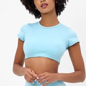 Frankies Bikinis Zippy Crop Top in Baby Blue